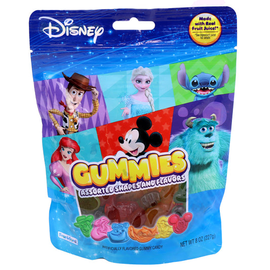 Front of bag with Disney characters and gummies on front of bag 