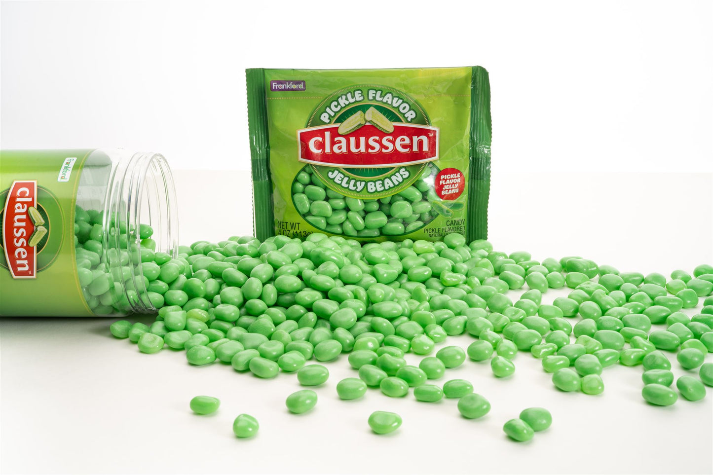 pile of green pickle flavor jelly beans