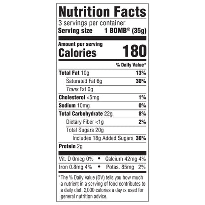 Nutrition facts for hot cocoa bombs 