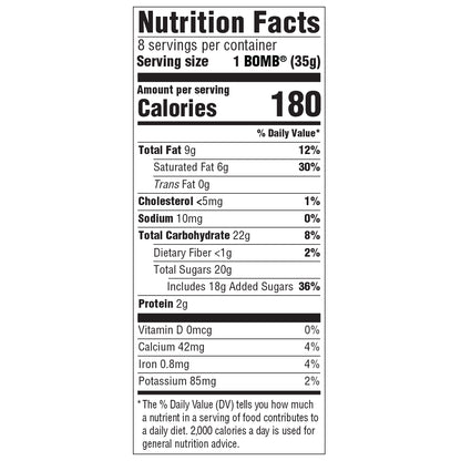 Nutrition facts for hot cocoa bombs