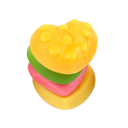 unwrapped individual heart shaped gummy krabby patty