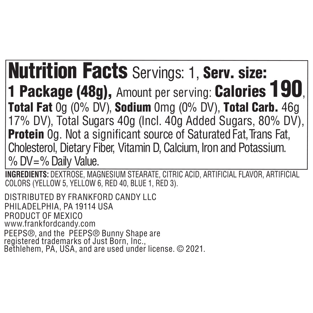 nutrition facts and ingredients