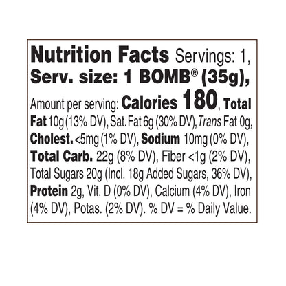 Nutrition Facts for football hot cocoa BOMB®