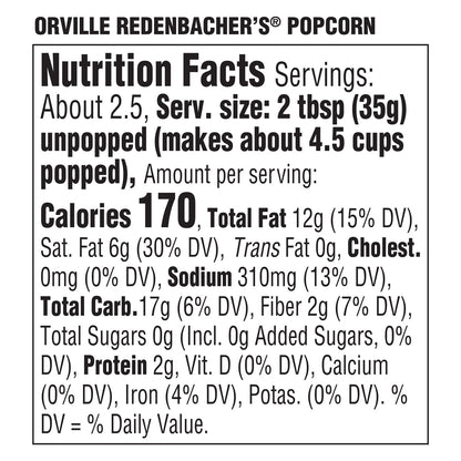 Nutrition facts for popcorn