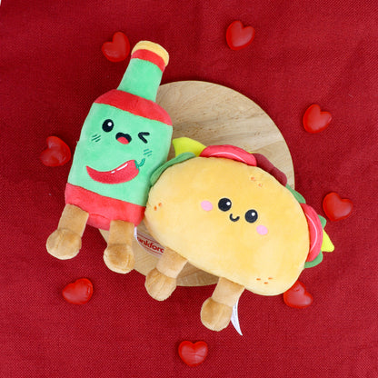 Taco & Hot Sauce Valentine's Day Date Night Plush Toy & Gummy Candy, 1oz