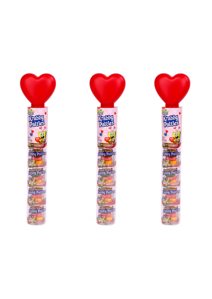 3 gummy krabby patties heart tube toppers 